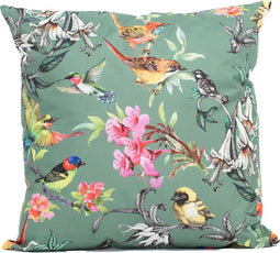 Anna's Collection Sierkussen voor binnen en buiten - vogels - donkergroen - 60 x 60 cm - tuinkussen