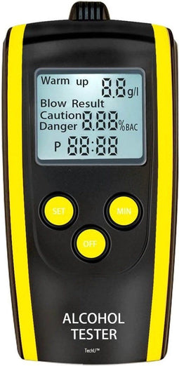 TechU™ Digitale Alcoholtest – Zwart & Geel – Blaastest voor Auto – USB Ingang