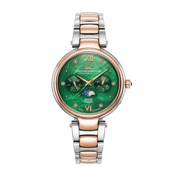 Christophe Duchamp ETOILE - Polshorloge - Moonphase - Zilver/Rose Goud Groen Parelmoer