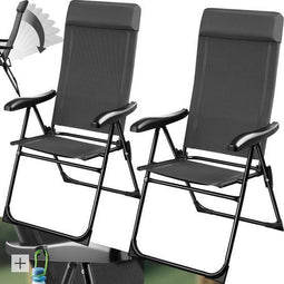 tectake® Müritz Campingstoel - Inklapbaar - 7-voudig verstelbare rugleuning - Set van 2