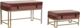 Kruk DKD Home Decor Roze Gouden Metaal Fluweel (80 x 40 x 47 cm)