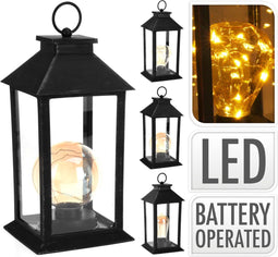 Lantaarn Met Lamp 29 cm 3Ass