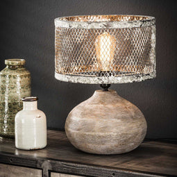 AnLi Style Tafellamp massief houten bolle voet