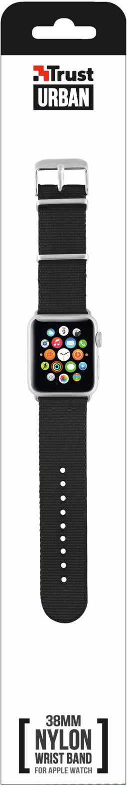 Trust 20915 - Horlogebandje voor Apple Watch 38mm - Verstelbaar - Zwart