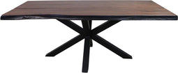 Rechthoekige eettafel - 220x100x77 - Walnoot bruin/zwart - Acaciahout/metaal