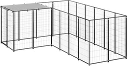 vidaXL - Hondenkennel - 4,84 - m² - staal - zwart