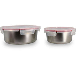 Set van 2 luchtdichte bakjes met deksel - MENASTYL - 5040178 - Roestvrij staal - Rond - 15 en 20...