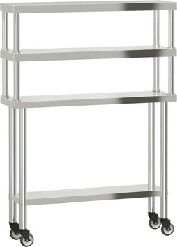 vidaXL - Keukenwerktafel - met - bovenschap - 110x30x150 - cm - roestvrij - staal