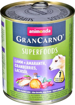 ANIMONDA GranCarno Superfoods smaak: lam, amarant, cranberry, zalmolie - blik - 6 x 800g