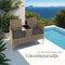 tectake® - wicker tuinbank 2-zitsbank met tafel - 131 x 61 x 82 cm - natuur/donkergrijs - poly-rattan