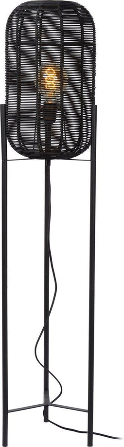 Lucide HERMINE - Vloerlamp - Ø30 cm - 1xE27 - Zwart - H.125 cm