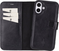 NorthLife Geschikt voor iPhone 16 Plus - Leren Afneembare 2-in-1 bookcase telefoonhoes - Zwart