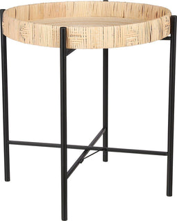 Mica Decorations Kaj - Bijzettafel - H51 x Ø44,5 cm - Rotan - Bruin