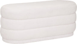 Atmosphera luxe bank teddy Sinan - Teddy wit - H40 cm x B 100 cm - Poef