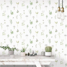 Noordwand Behang Evergreen Herbs And Flowers wit