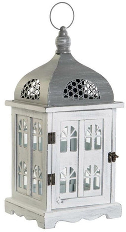 Lykta DKD Home Decor Verouderde afwerking Wit Grijs Hout Kristal 19 x 19 x 42 cm