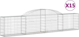 vidaXL - Schanskorven - 15 - st - gewelfd - 300x30x60/80 - cm - gegalvaniseerd - ijzer