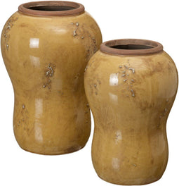 Vaas 17,5 x 17,5 x 25 cm Keramisch Mosterd