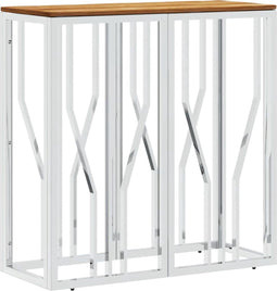 vidaXL - Wandtafel - roestvrij - staal - en - massief - acaciahout - zilverkleurig