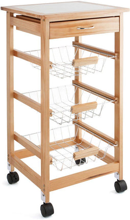 Quid Garbo - Multifunctionele kar - 3 Manden - Bruin Hout 37 x 37 x 76 cm