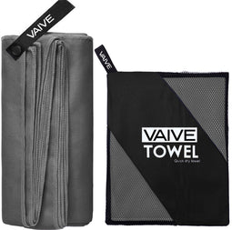 VAIVE Microvezel handdoek - Reishanddoek Sneldrogend 100x200 - Grijs