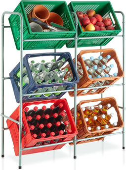 tectake® Rek voor 6 drankkratten - Krattenrek - Ruimtebesparende opslag - Muurbevestiging
