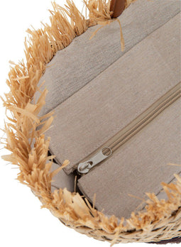 J-Line strandtas Blad - jute - naturel/donkerbruin