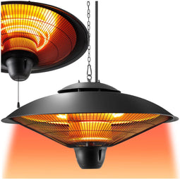 tectake® Solaris Orbit - Hangende infraroodstraler - 2500 W - Aluminium zwart