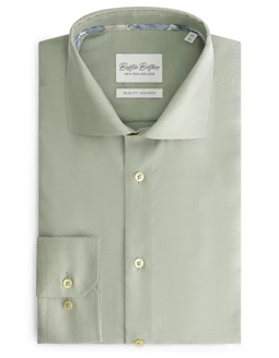 Boston Brothers BBO35S110 - Non-Iron Overhemd - Slim Fit - Wide Spread - Lichtgroen - Maat 38