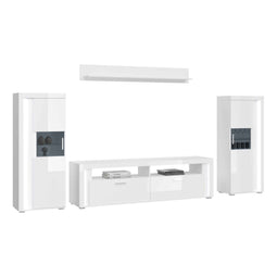 Furnilux Skylight - Wandkastsysteem - 4-delig - Hoogglans wit met grijs glazen details