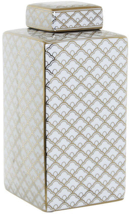 Vaas DKD Home Decor 14,5 x 14,5 x 30 cm Porselein Gouden Wit