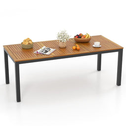 Coast Buiteneettafel - 200 x 90 x 75 cm - Voor 8 Personen Acaciahout met Zwarte Metalen Poten