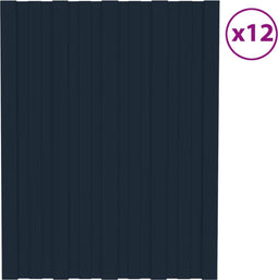vidaXL - Dakpanelen - 12 - st - 60x45 - cm - gegalvaniseerd - staal - antracietkleurig