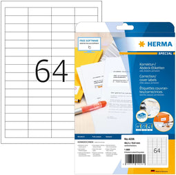 Herma 4226 - Correctie-etiketten - 48.3x16.9 mm - Wit (1600 stuks)