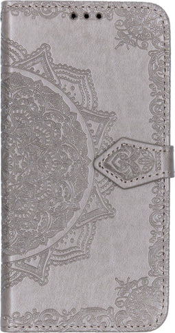 Hoesje Met Pasjeshouder Geschikt voor Samsung Galaxy A50 / A30s - Mandala Bookcase - Grijs