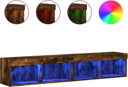 vidaXL - Tv-meubels - met - LED-verlichting - 2 - st - 80x30x30 - cm - gerookt - eiken