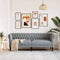 vidaXL - Driezitsbank - Chesterfield-stijl - stof - lichtgrijs