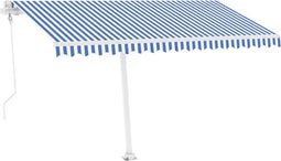 vidaXL - Luifel - vrijstaand - automatisch - 400x300 - cm - blauw - en - wit