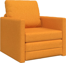 vidaXL - Vloersofa - Bed - 2-in-1 - Donker - Geel - 74x77x81 - cm - Stof