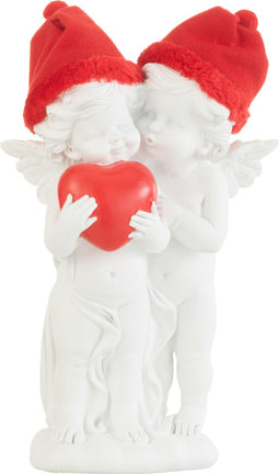 J-Line figuur Engel Staand Hoed Hart - polyresin - rood/wit