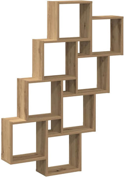 vidaXL - Wandschap - kubus - 90x15x119,5 - cm - bewerkt - hout - artisanaal - eiken