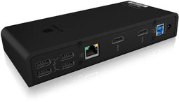 ICY BOX IB-DK2251AC - Dockingstation - 4x USB 2.0 2x USB 3.2 Gen1 1x Ethernet - Zwart