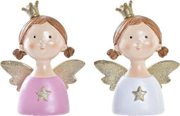 Kerstversiering DKD Home Decor Hars Engel (9 x 5 x 12 cm) (2 Stuks)