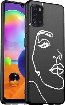 iMoshion Hoesje Geschikt voor Samsung Galaxy A31 Hoesje Siliconen - iMoshion Design hoesje - Wit / Zwart / Line Art Woman White