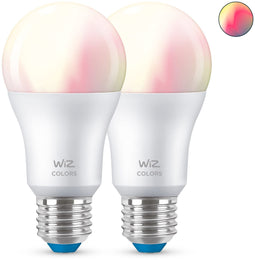 WiZ A60 E27 - Slimme LED Lamp - Dimbaar warm- en koelwit licht en miljoenen kleuren (2 stuks)