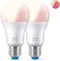 WiZ A60 E27 - Slimme LED Lamp - Dimbaar warm- en koelwit licht en miljoenen kleuren (2 stuks)