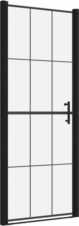 vidaXL - Douchedeur - 81x195 - cm - gehard - glas - zwart