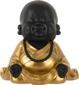 J-Line Monnik Zen Polyresine Zwart/Goud