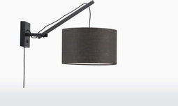 GOOD&MOJO Wandlamp Andes - Bamboe Zwart/Donkergrijs - 50x32x45cm - Binnen Scandinavisch,Bohemian