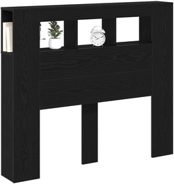 vidaXL - LED - Hoofdbord - Zwart - eiken - MDF, - Spaanplaat - 120 - cm - Opslag